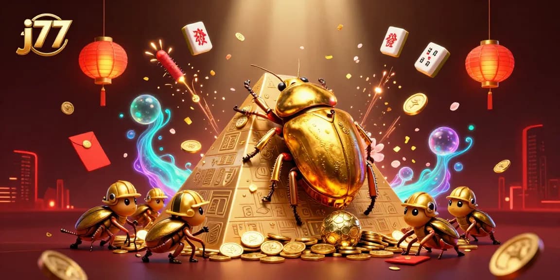 Experience exhilarating gaming at j77 with vibrant golden symbols in an action-packed casino scene.