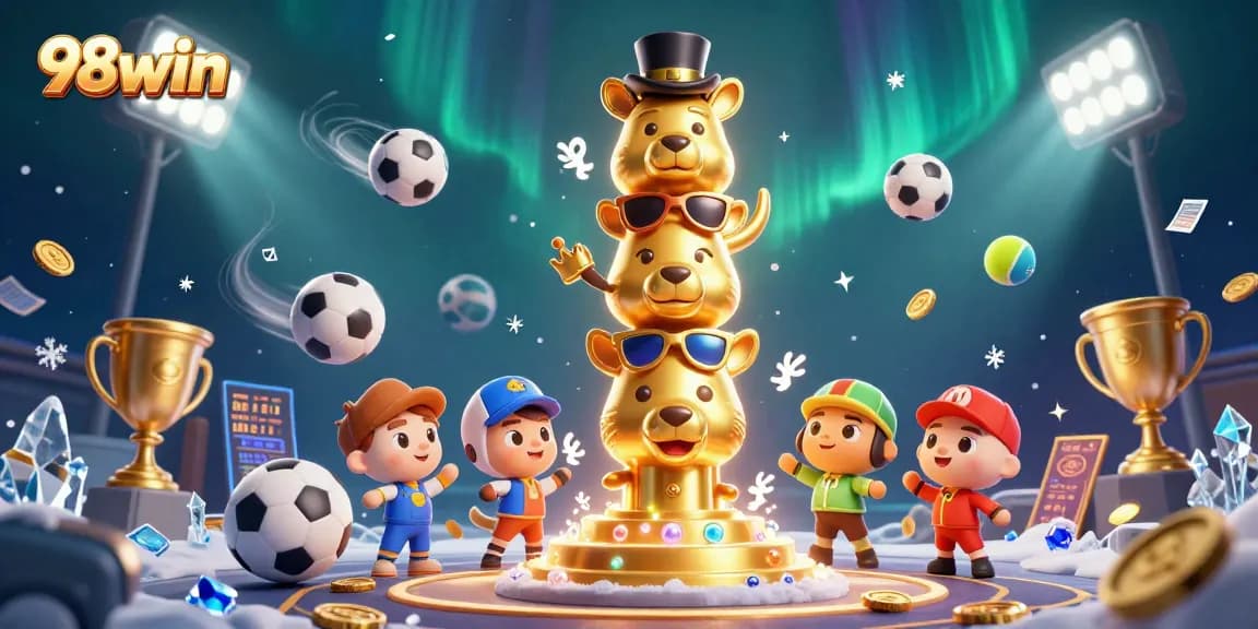 Engage with 98win's vibrant casino experience featuring dynamic game elements and colorful characters.
