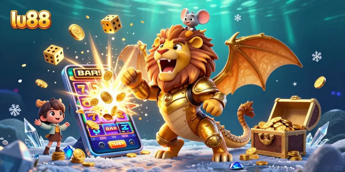 Experience the excitement of lu88 with this dynamic casino scene featuring a chimera and incredible game elements.