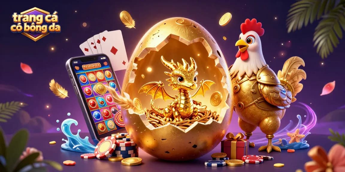 Engaging depiction of trang cá cược bóng đá with a golden dragon and poker chips in a vibrant casino scene.