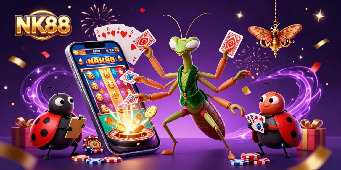 NK88 showcases vibrant gaming energy with multiple characters in a dynamic casino setting.