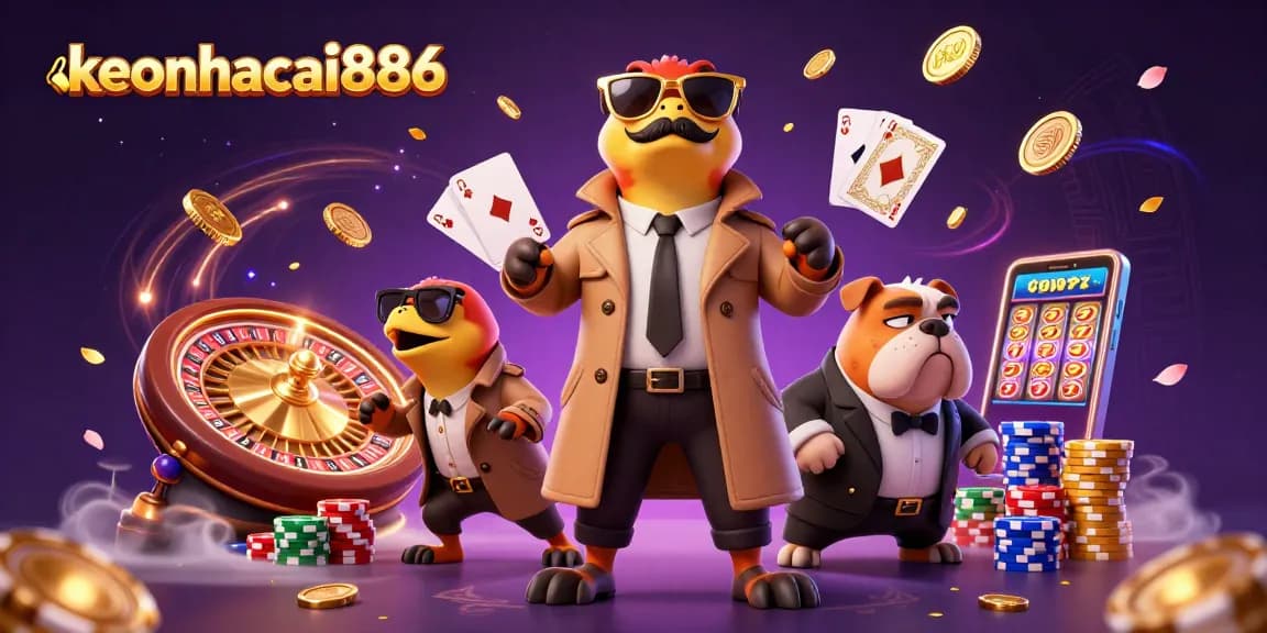 Experience keonhacai886’s lively casino scene, raptors in disguise, vibrant game elements, and playful interactions.
