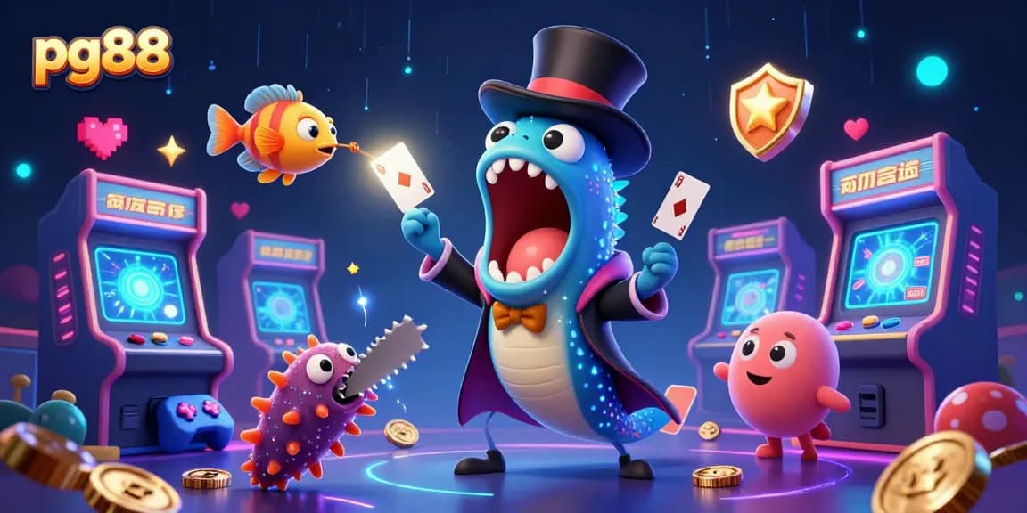 pg88 showcases a magical card trick scene with vibrant casino elements, highlighting enchanting gaming excitement.