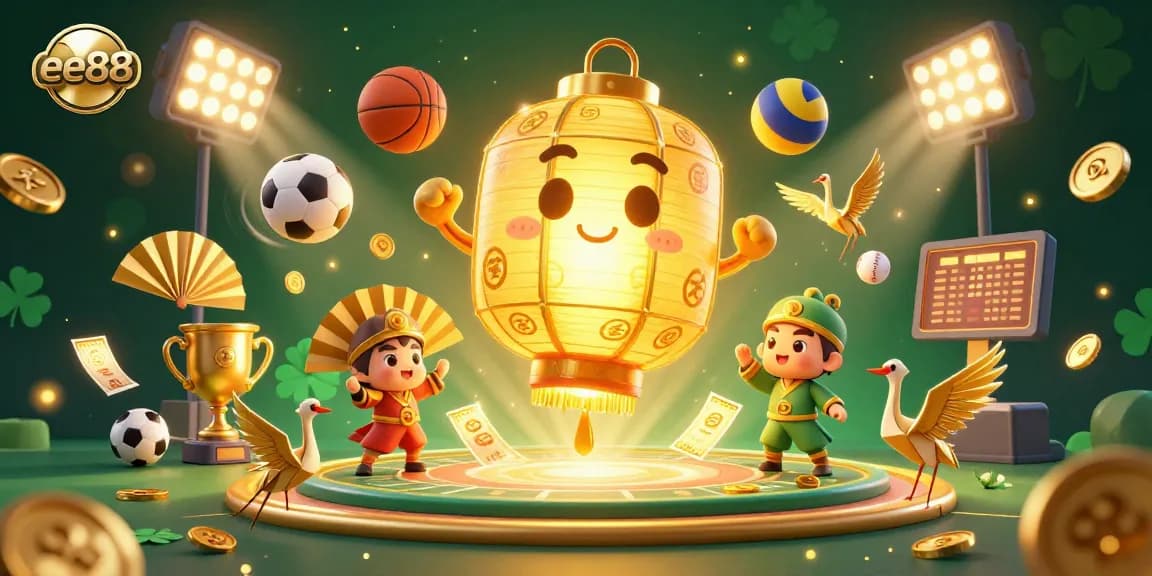Engage in thrilling gameplay at ee88 with illuminated golden lanterns and dynamic sports elements.