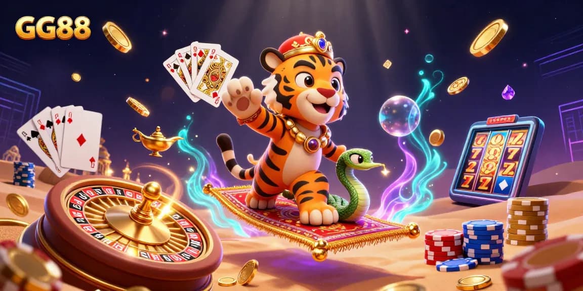 Experience the thrill of gambling with GG88's vibrant casino scene filled with golden coins and rich rewards.