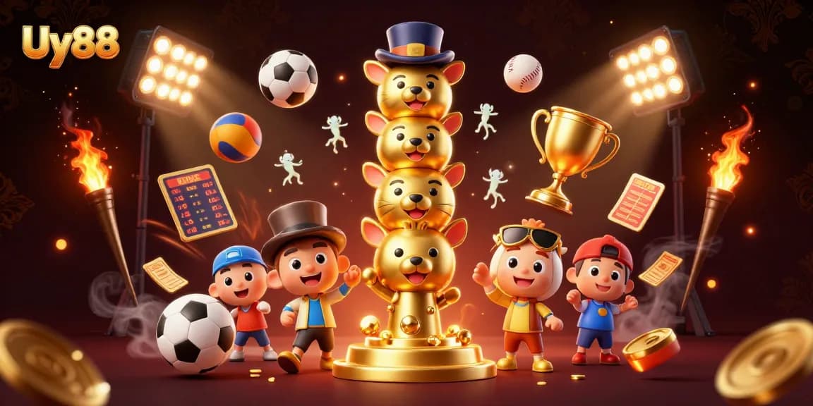 Experience thrilling gameplay at Uy88 with dynamic sports and casino elements in a vibrant scene.