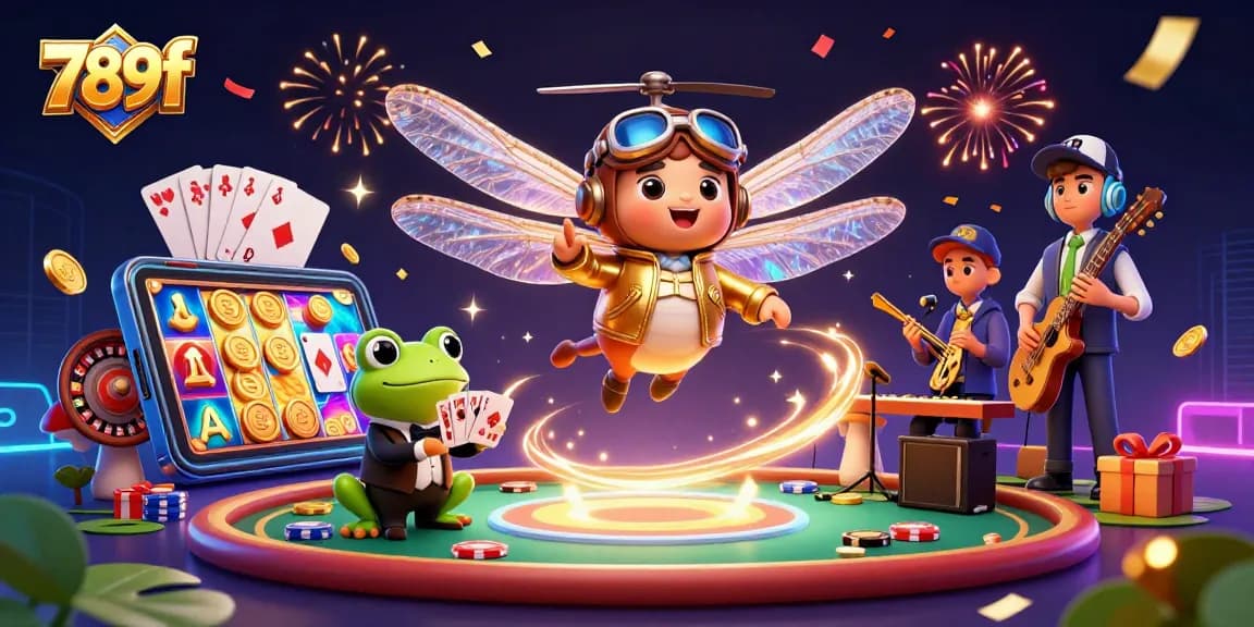 Experience the vibrant 789f casino world with thrilling games, celebrating under colorful confetti!