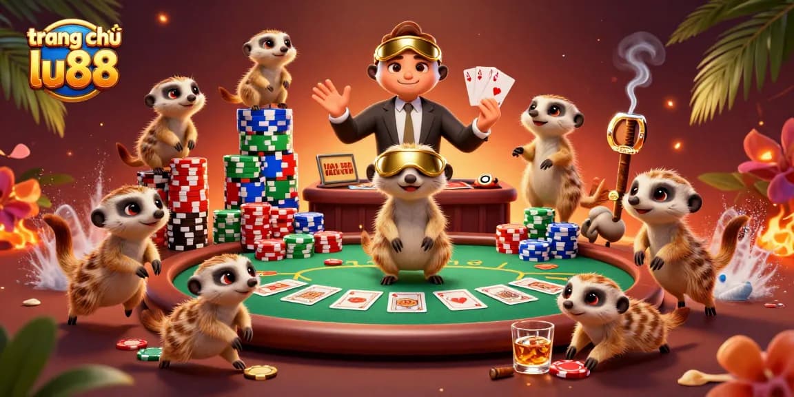 Experience the excitement at trang chủ lu88 with meerkats orchestrating a vibrant casino scene.