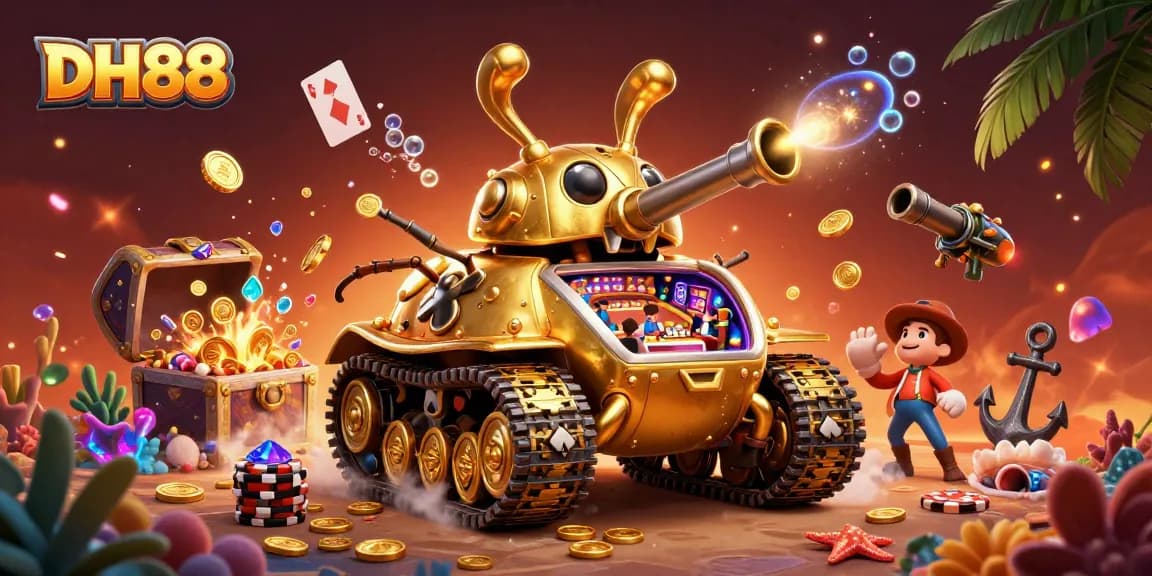 Experience thrilling wins at DH88's miniature casino inside a golden beetle tank