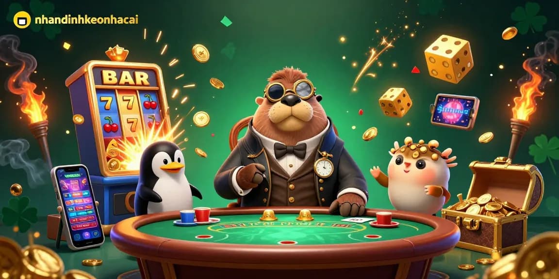 Engage in thrilling action at nhandinhkeonhacai with a jolly walrus and friends at an underwater casino.