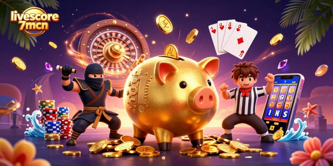 Experience exciting action with livescore 7mcn in a vibrant 3D casino-themed illustration.