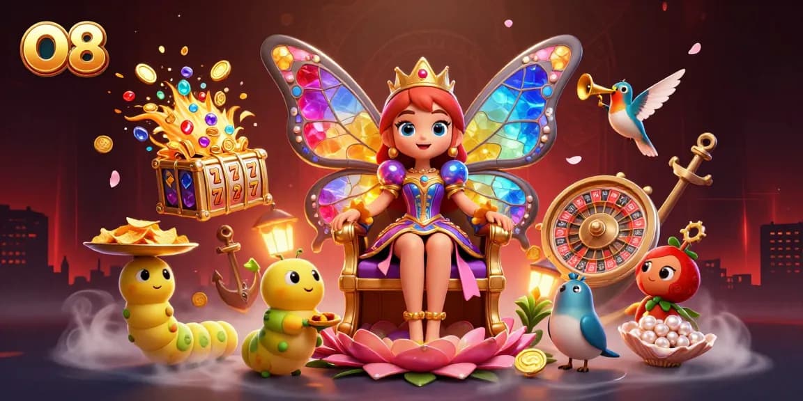 Experience winning moments at O8 with a vibrant casino scene filled with slot machines and excitement.
