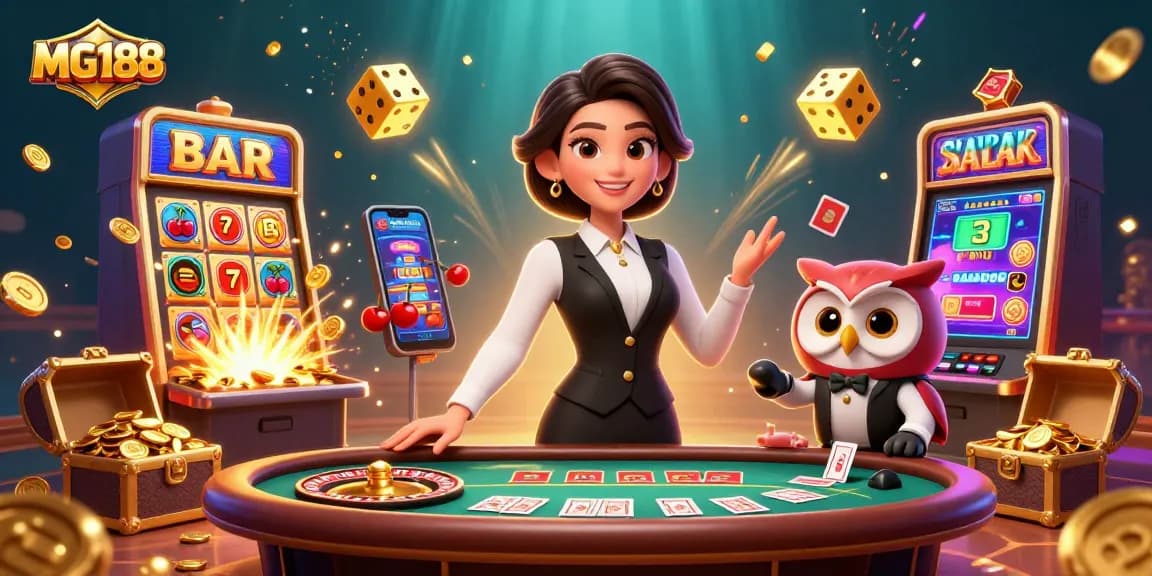 Experience MG188's thrilling baccarat action with vibrant casino elements and top-tier dealers.