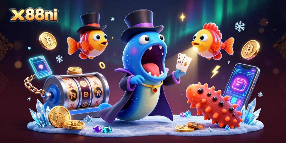 Immerse in the exciting world of x88ni with vibrant characters performing thrilling casino magic.