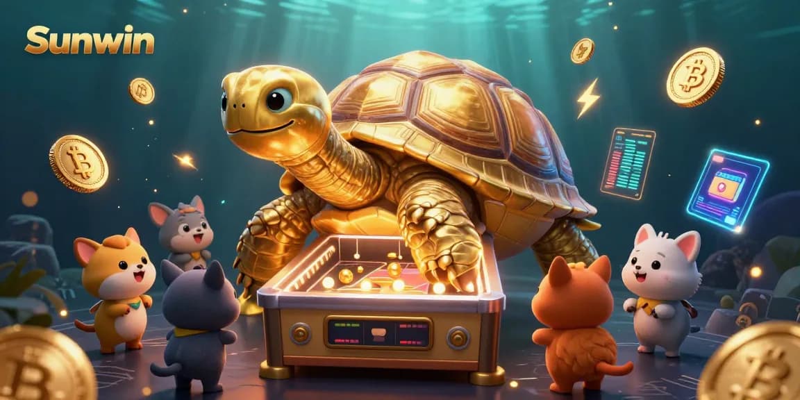 Experience the fun of Sunwin's exciting casino games with a dynamic, colorful 3D illustration.