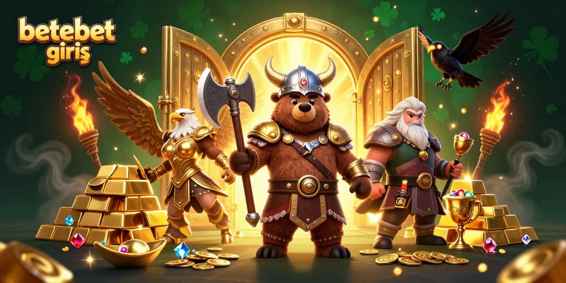 Engage with betebet giriş in a vibrant 3D casino scene featuring treasures and iconic characters.