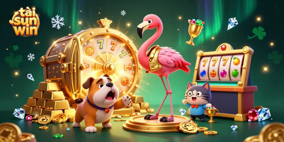 Engage with thrilling rewards as you tải sun win and spin the prize wheel in a vibrant casino scene.