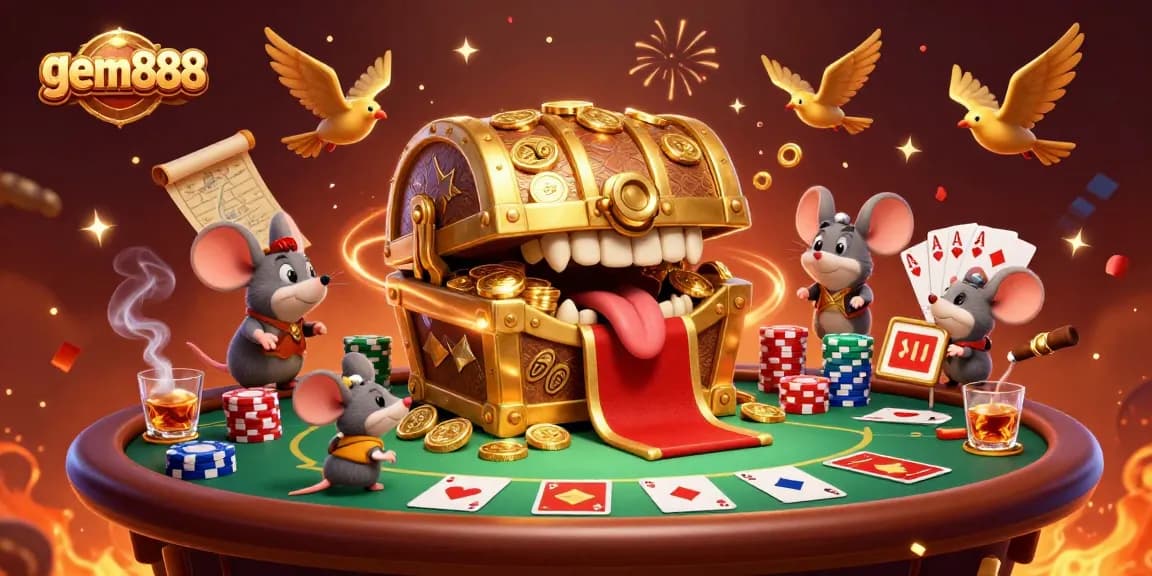 Experience gem888's vibrant casino thrills with rich gaming scenes and engaging characters.
