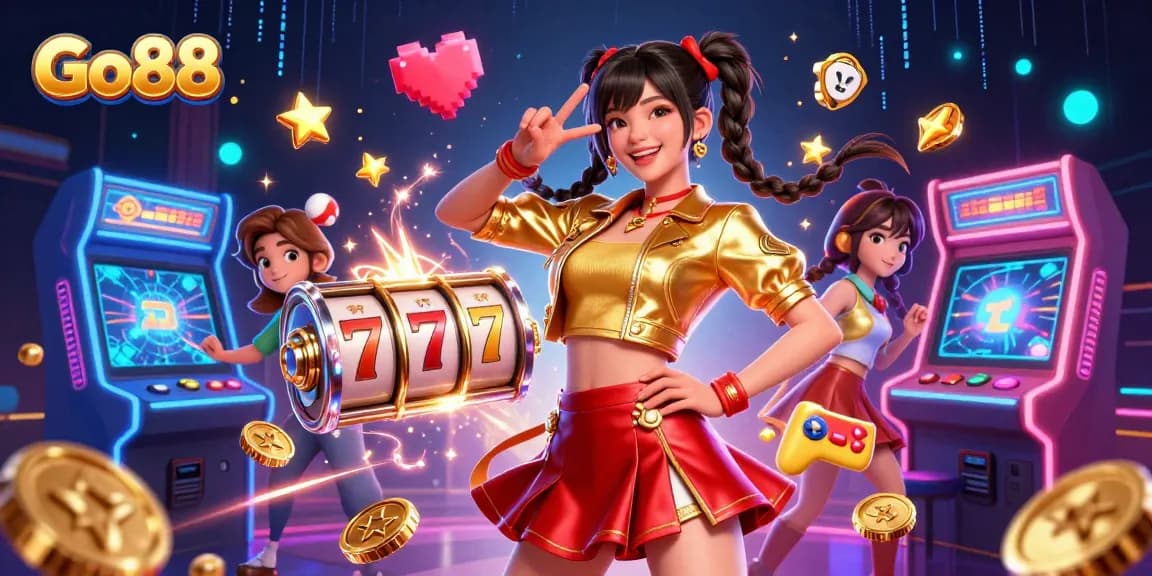 Experience thrilling gaming at Go88 with vibrant slot reels and energetic visuals.
