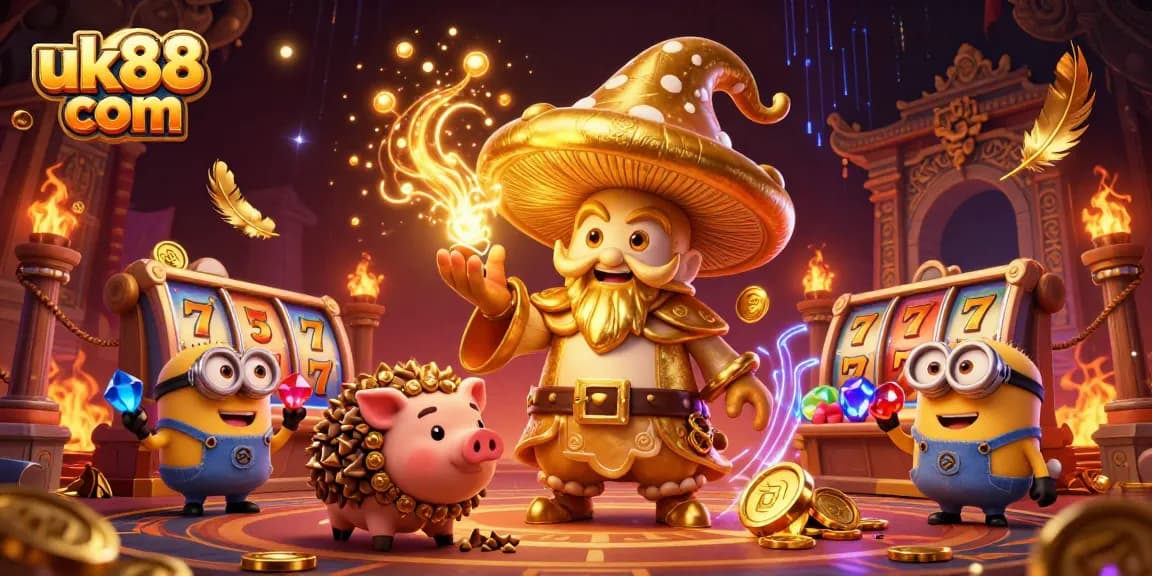 Experience thrilling adventures at uk88 com featuring magical treasures in a vibrant casino scene.
