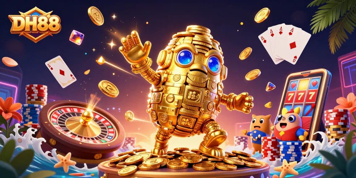 Engage with DH88's vibrant casino adventure featuring the golden golem and thrilling games.