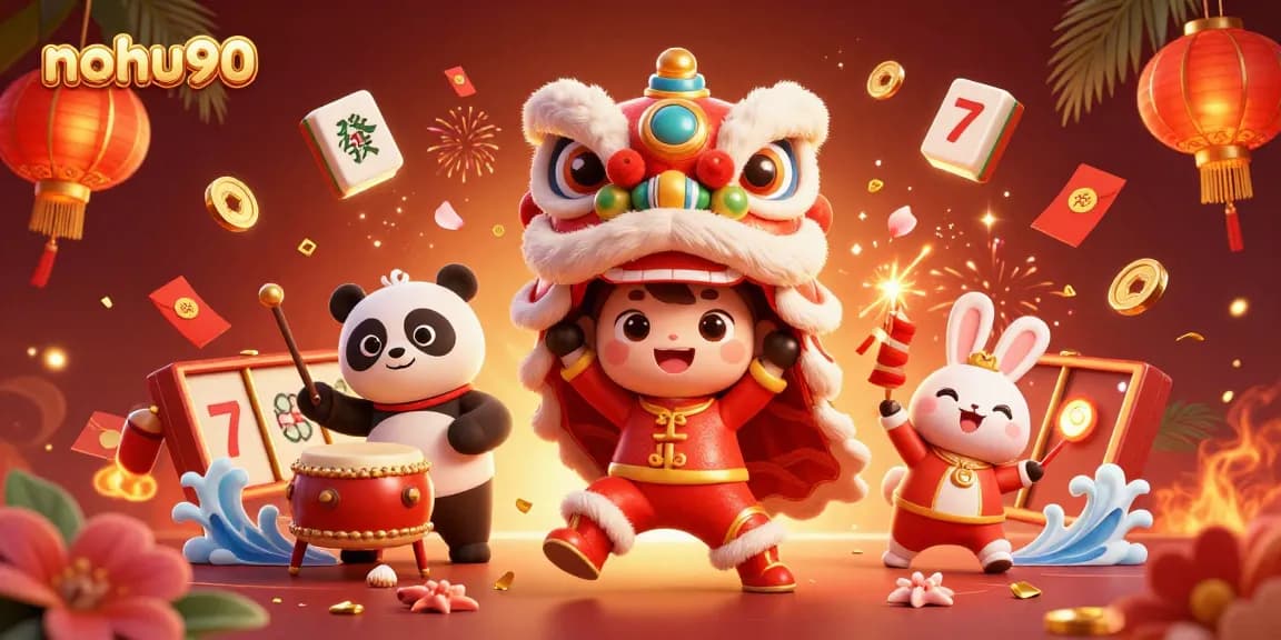 Engage in thrilling gameplay with nohu90's vibrant lion dance scene featuring dynamic gambling elements.
