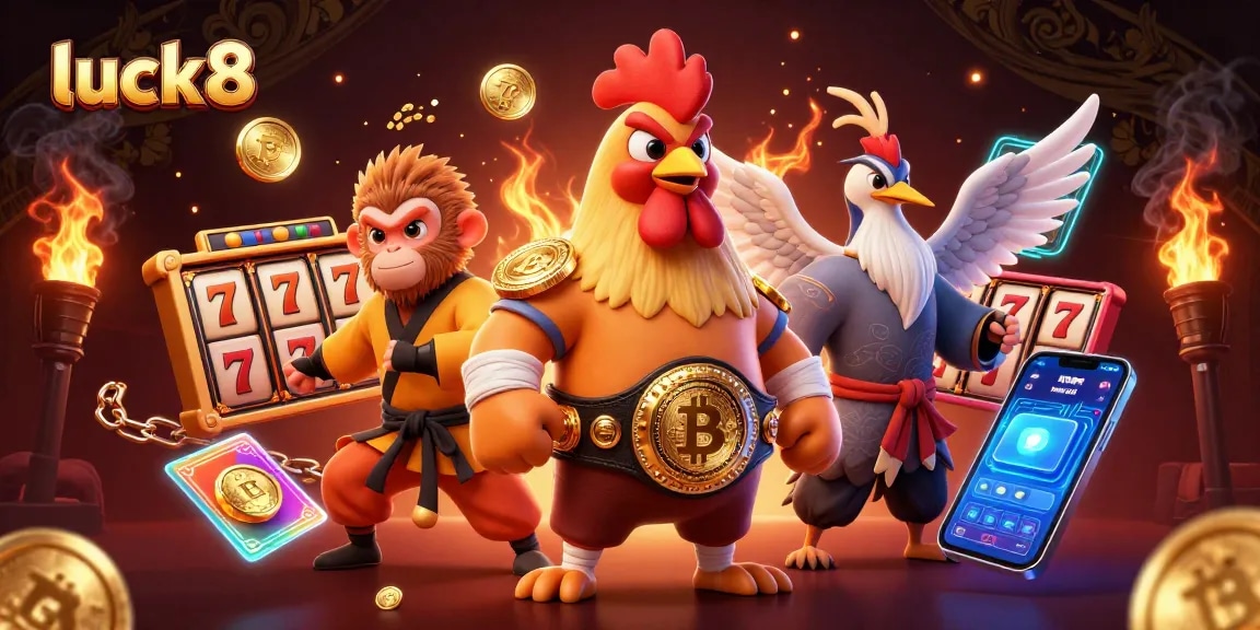 Spin for luck8 jackpots with vibrant characters and digital charm in a thrilling casino scene.