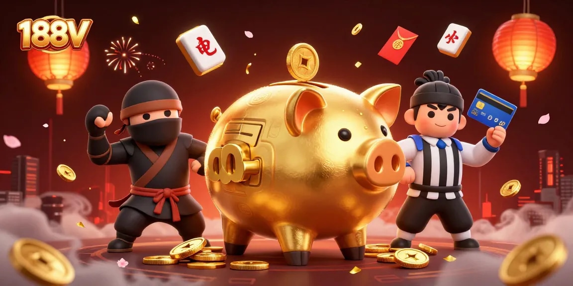 Engage in thrilling gameplay with 188V's casino offerings featuring vibrant characters and elements.