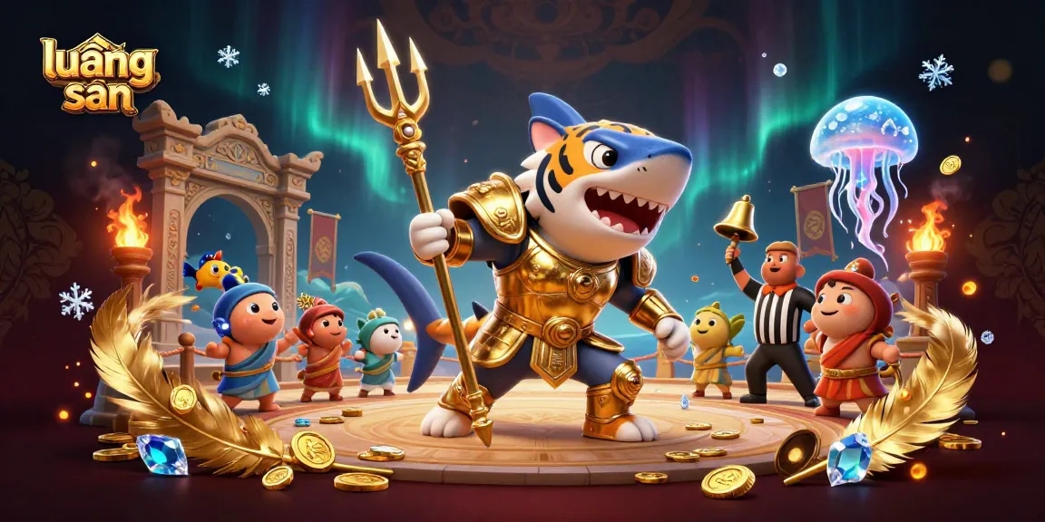Experience lương sơn thrills with an underwater colosseum scene featuring a gladiator shark.