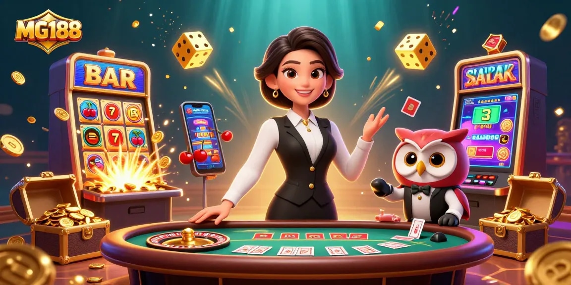Experience MG188's thrilling baccarat action with vibrant casino elements and top-tier dealers.