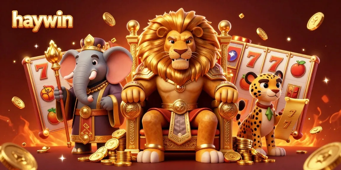 Spin and win with haywin in a vibrant 3D casino illustration filled with jackpot excitement.
