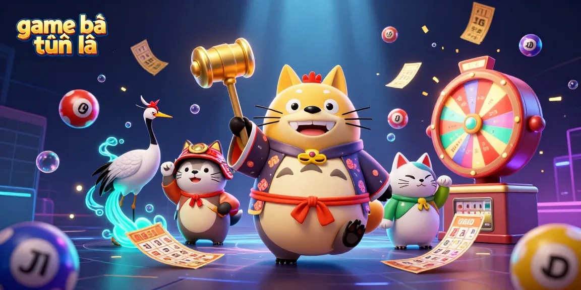 Experience game bài tiến lên action with a cheerful tanuki and vibrant game elements.