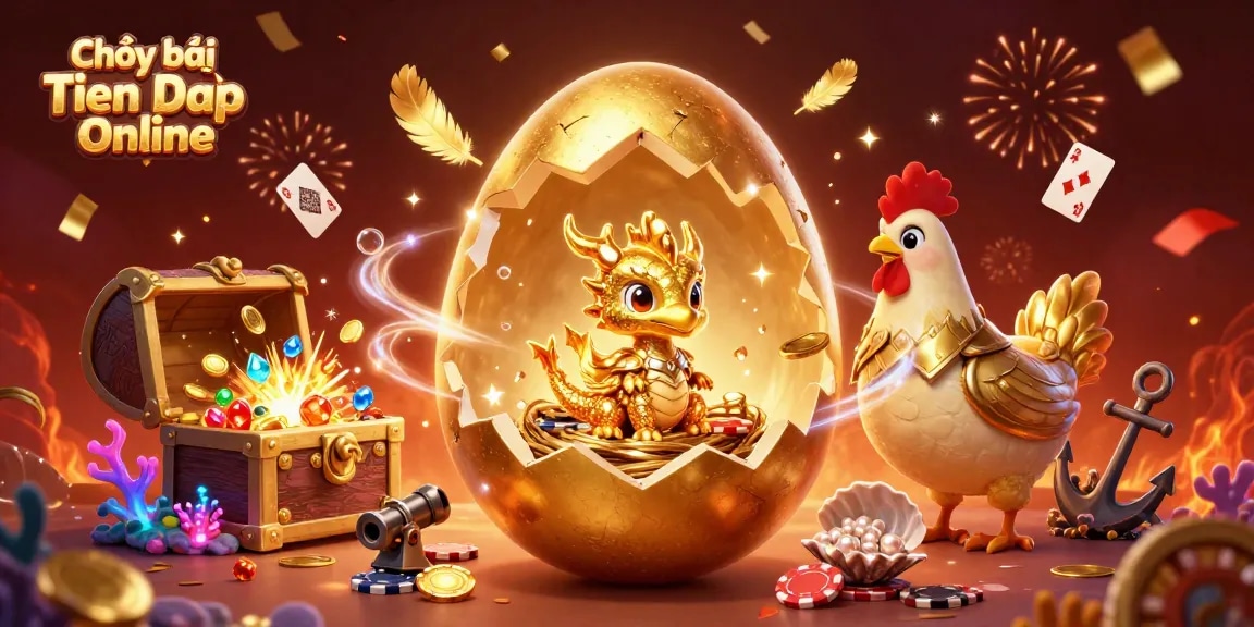 Experience Chơi bài Tiến lên Online with vibrant visuals of gold-themed casino excitement.