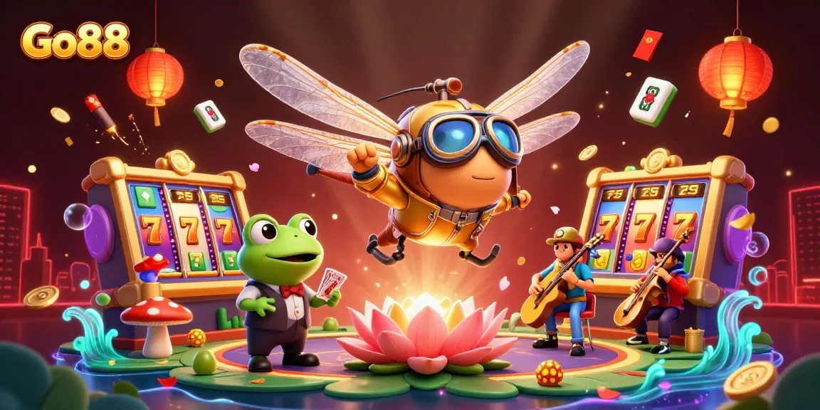 Experience thrilling slots at Go88 with vibrant visuals, dynamic characters, and engaging gameplay.