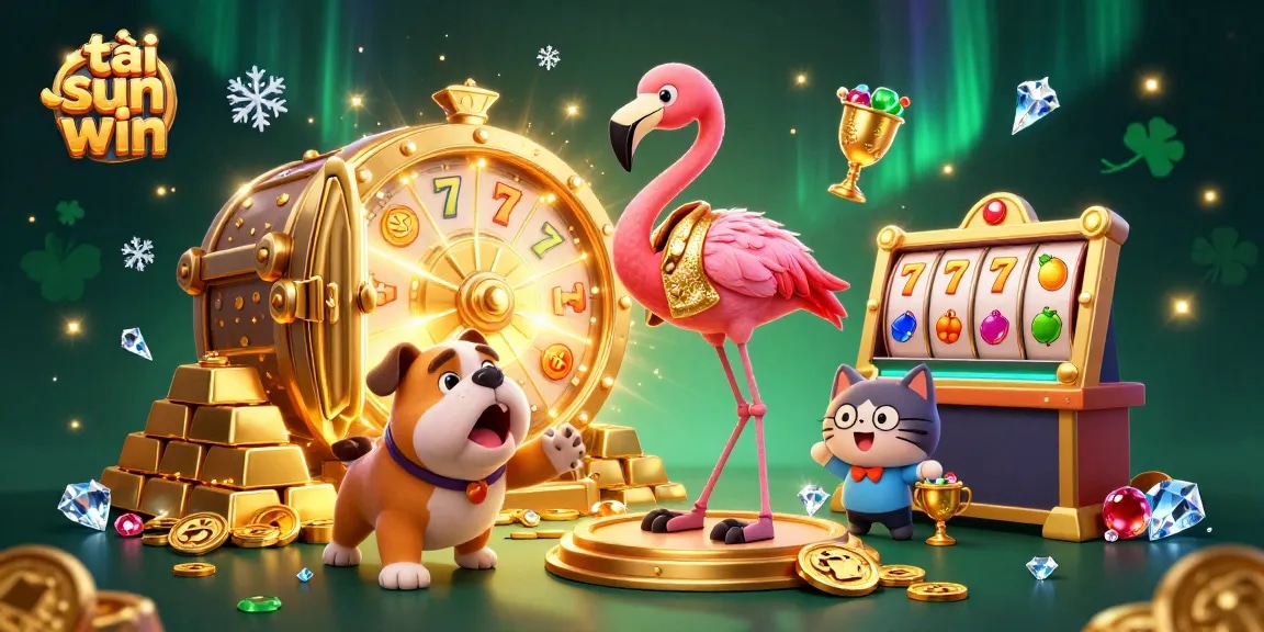 Engage with thrilling rewards as you tải sun win and spin the prize wheel in a vibrant casino scene.