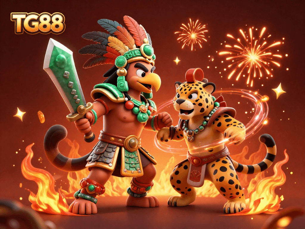 Engage with thrilling cockfighting excitement at TG88 as epic characters celebrate victory.