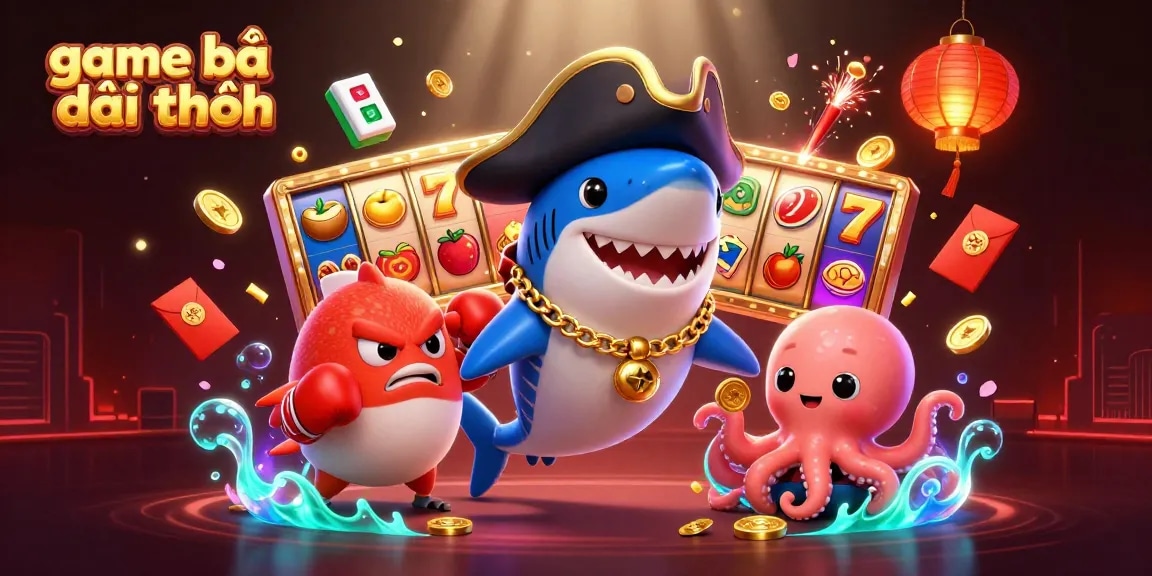 Engage in game bài đổi thưởng with exciting slot reels and dynamic characters in an underwater setting.