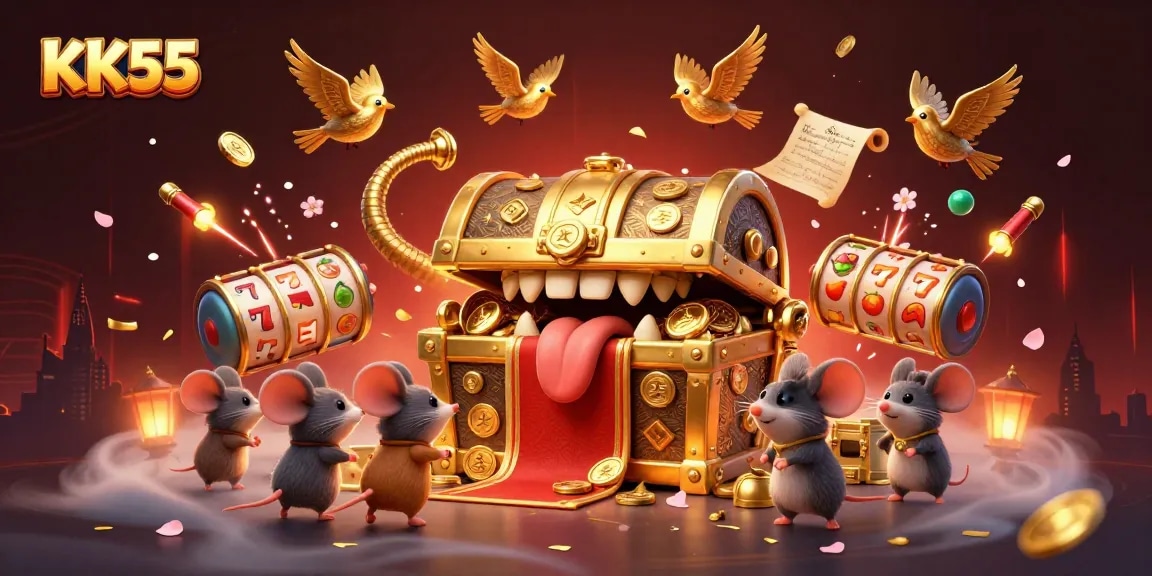 Experience exciting gameplay at KK55 with vibrant symbols and engaging characters in a dynamic casino scene.