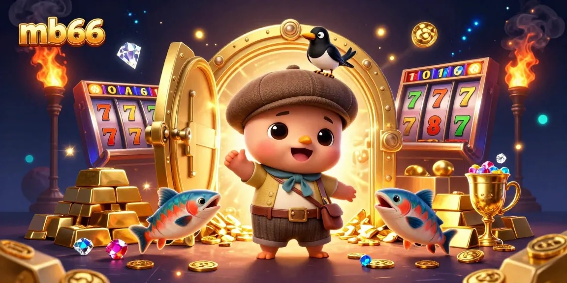 Spin reels and win big at mb66, featuring a playful Nessie and dazzling treasure.