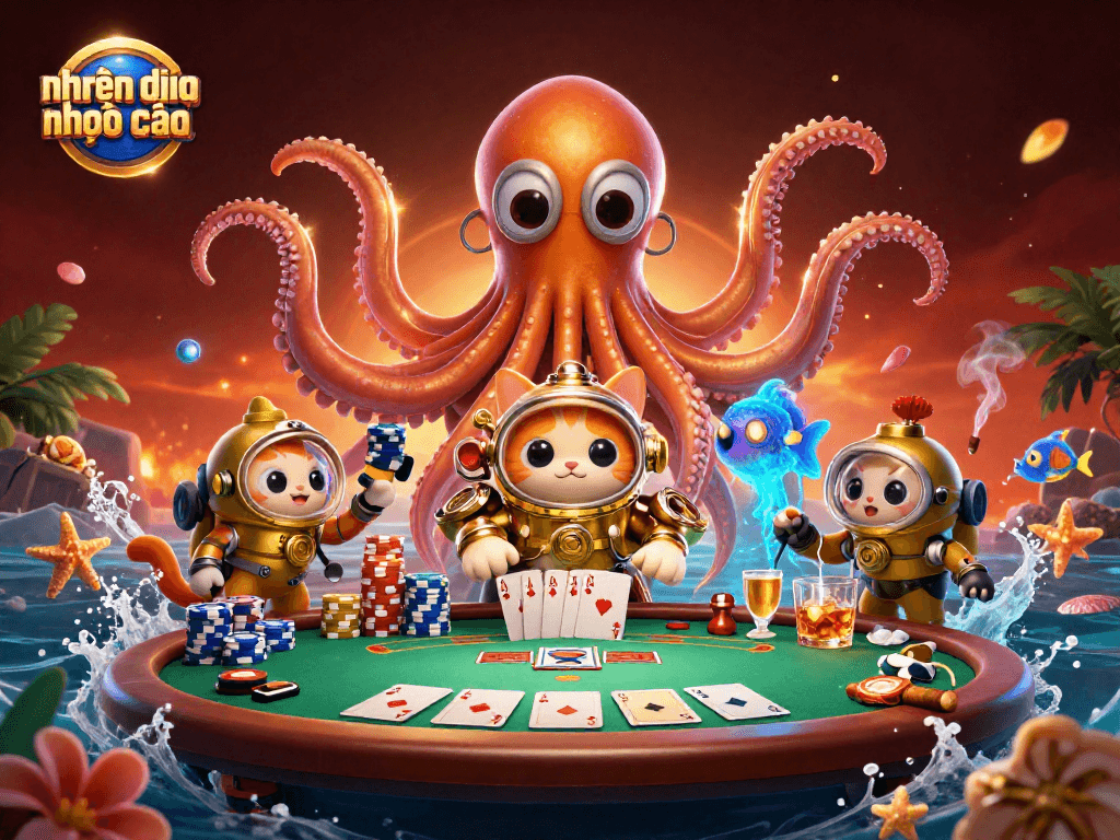 Engage with nhận định kèo nhà cái in a vibrant casino-themed illustration, showcasing colorful poker elements.