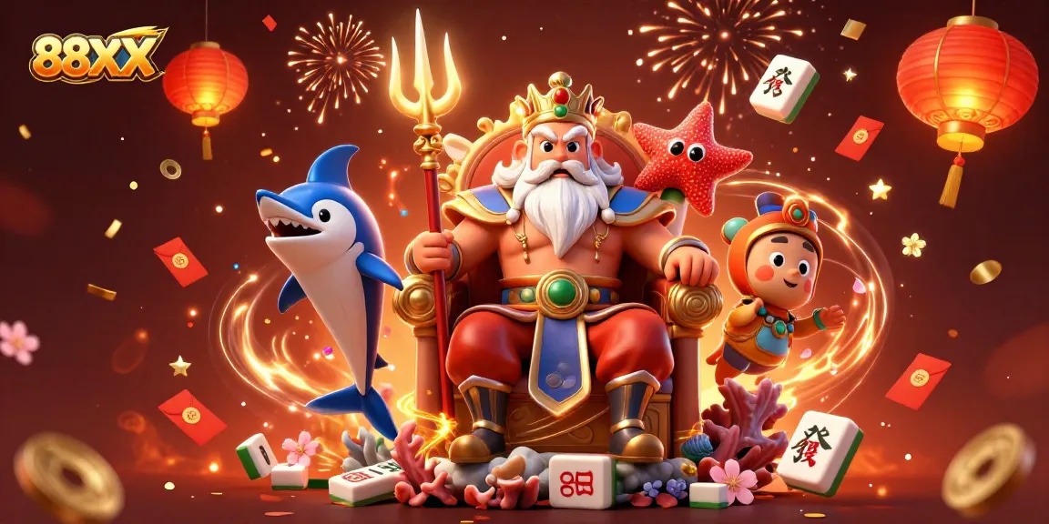 Spin and win big at 88XX as Neptune, the sea king, commands the celebration!