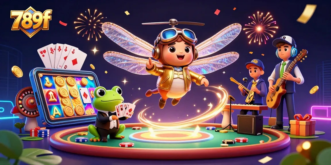Experience the vibrant 789f casino world with thrilling games, celebrating under colorful confetti!