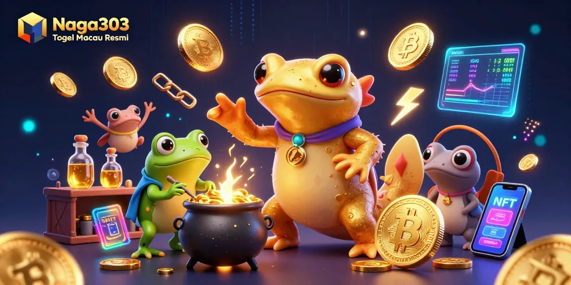 Naga303 Togel Macau Resmi showcases the vibrant energy of online lottery gaming with whimsical characters.