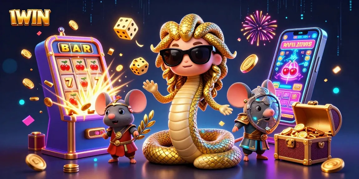 IWIN engages players with a vibrant casino scene full of excitement, featuring interactive games and joyous characters.