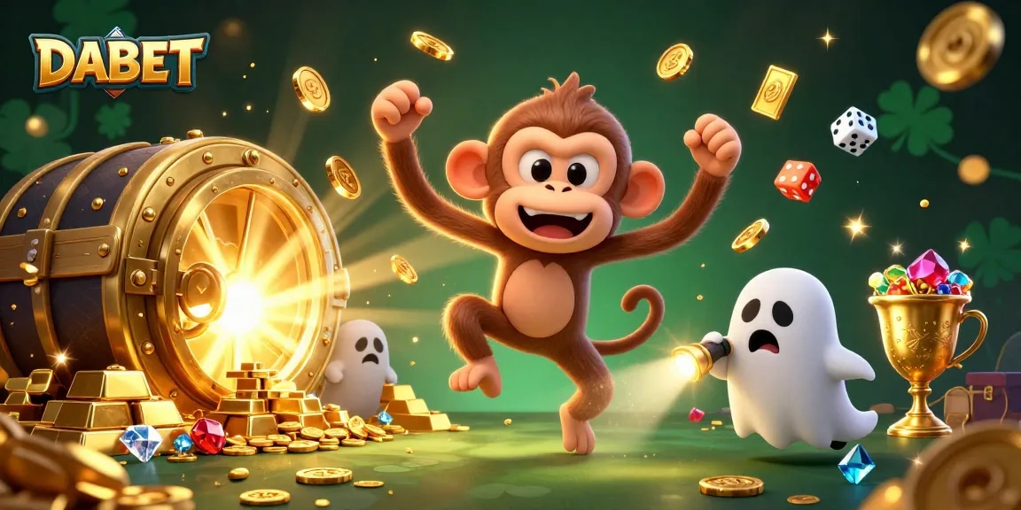 Engage with DABET in a mystical casino adventure featuring mischievous characters and sparkling treasures.