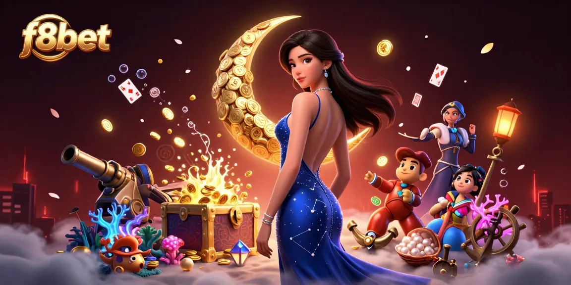Experience the thrill of f8bet casino games with this vibrant, dynamic 3D illustration featuring engaging elements.