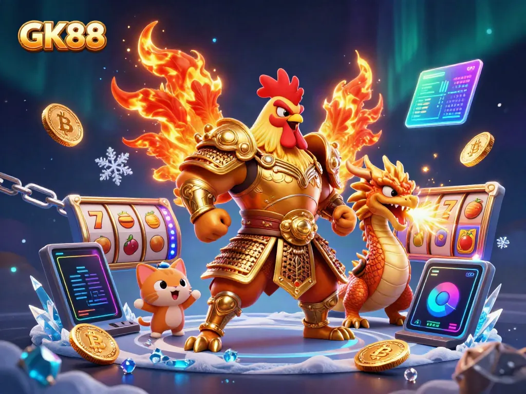 Experience GK88 with an exciting scene featuring dynamic casino elements and colorful characters.