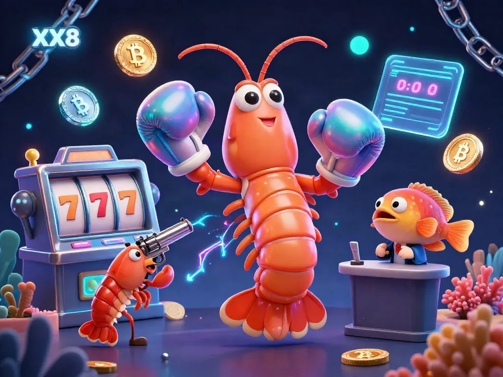 Experience the thrill of XX8 with vibrant slot elements in a dynamic 3D casino scene.