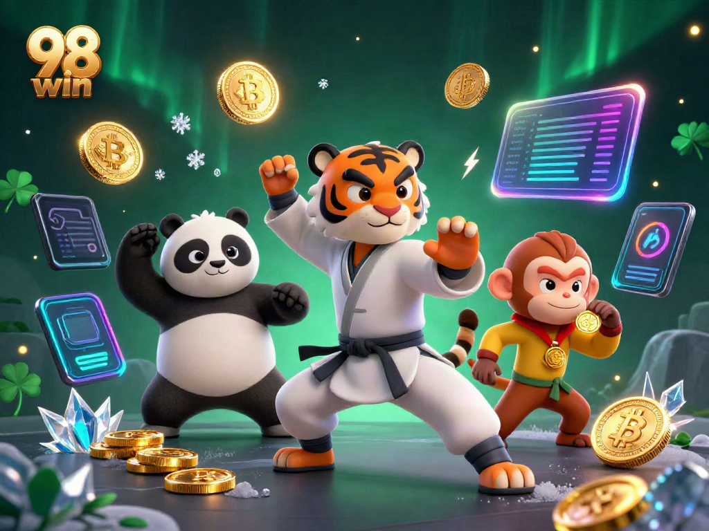 Experience thrilling wins at 98 win with a dynamic casino scene capturing action and excitement.
