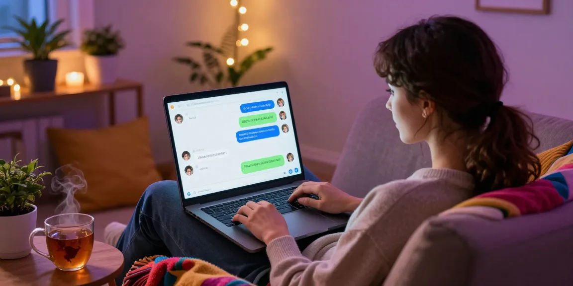 Interactive nsfw ai chat environment with user engaged in relaxed conversation.